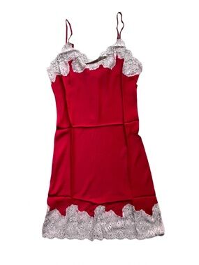 Gold Hawk Fiery Red Silk Lace Slip Dress Size M NWT